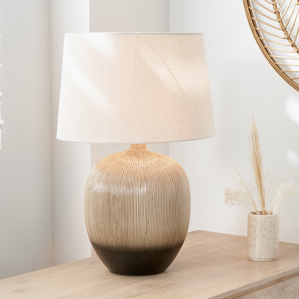Greta Natural and Cream Textured Ceramic LED Tablelamp