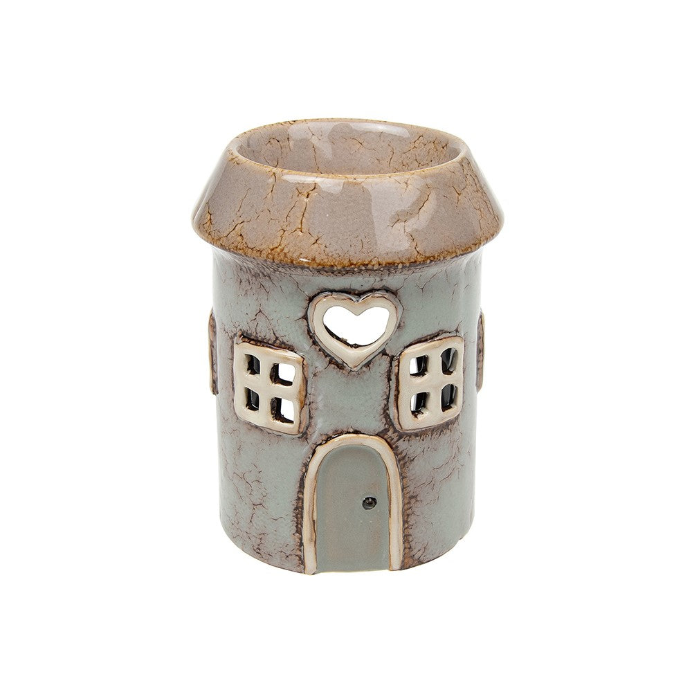 Village Pottery House Tealight Oil Warmer Grey