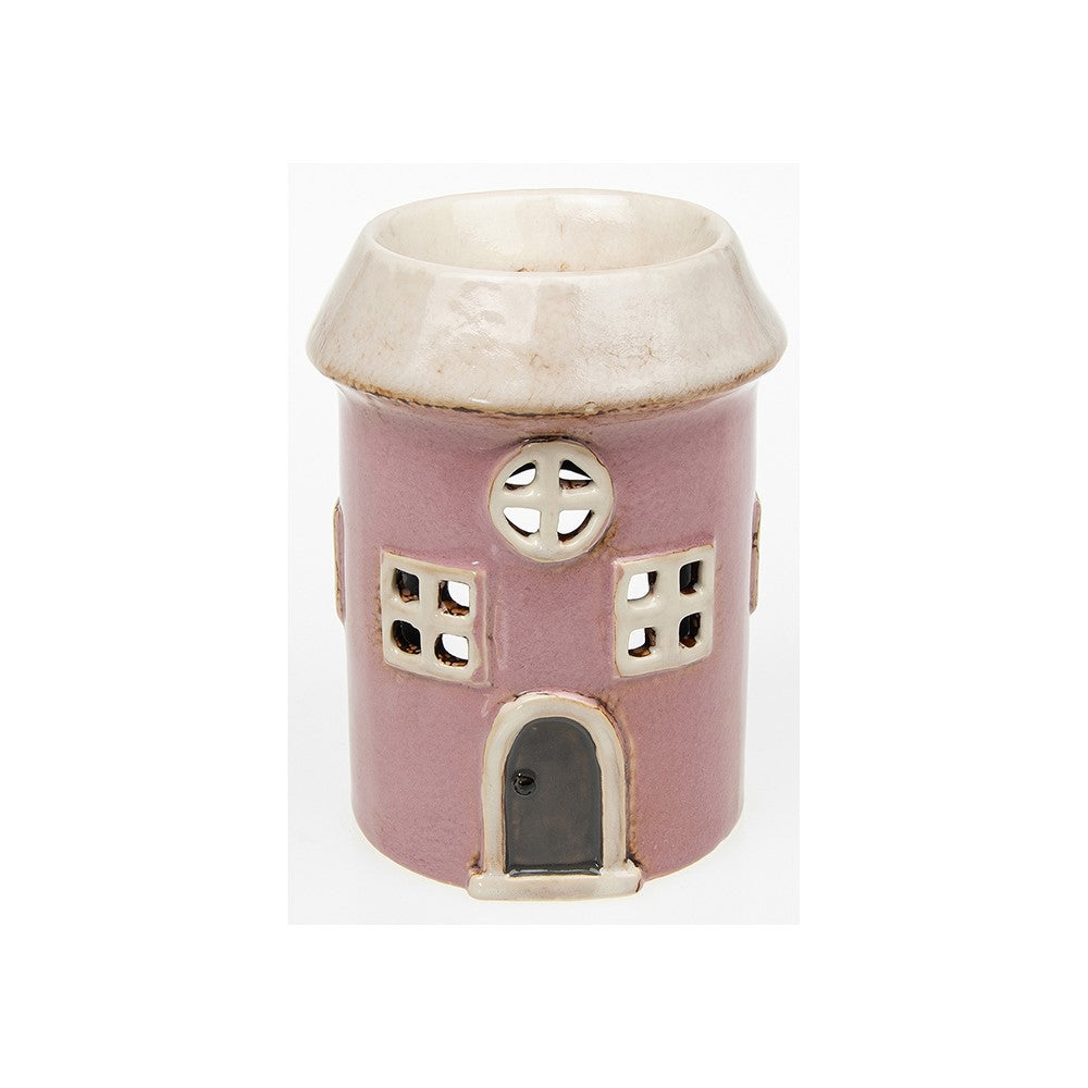 Village Pottery House Tealight Oil Warmer Pink