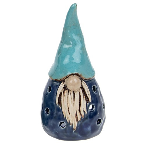Village Pottery Gonk Tealight Holder Dark Blue and Aqua