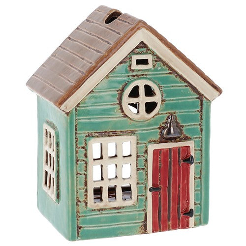 Village Pottery Holiday House Tealight Holder Green
