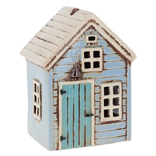 Village Pottery Holiday House Tealight Holder Blue