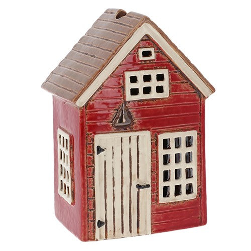 Village Pottery Holiday House Tealight Holder Red