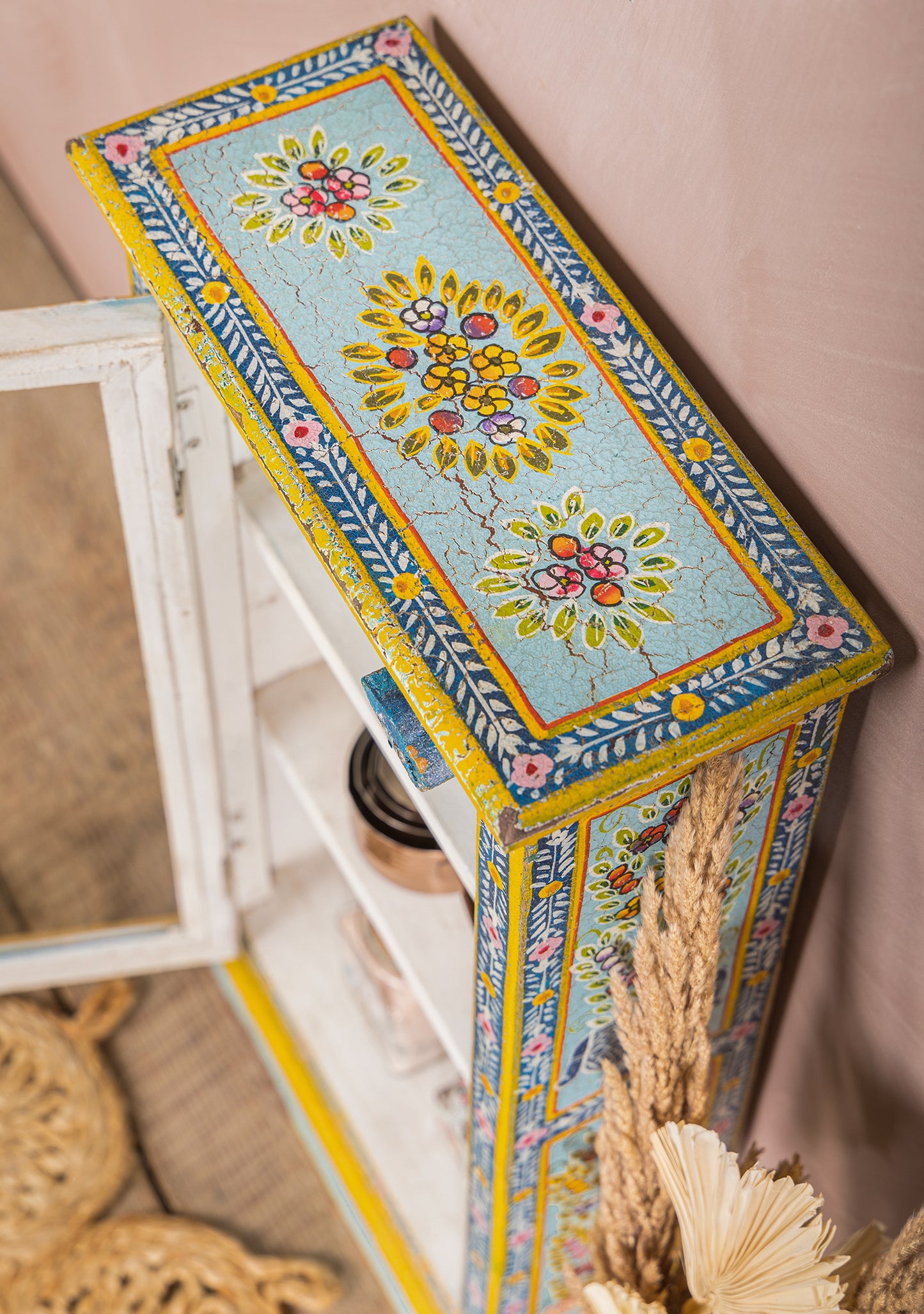 Handpainted Kanchana Tall Glazed Showcase