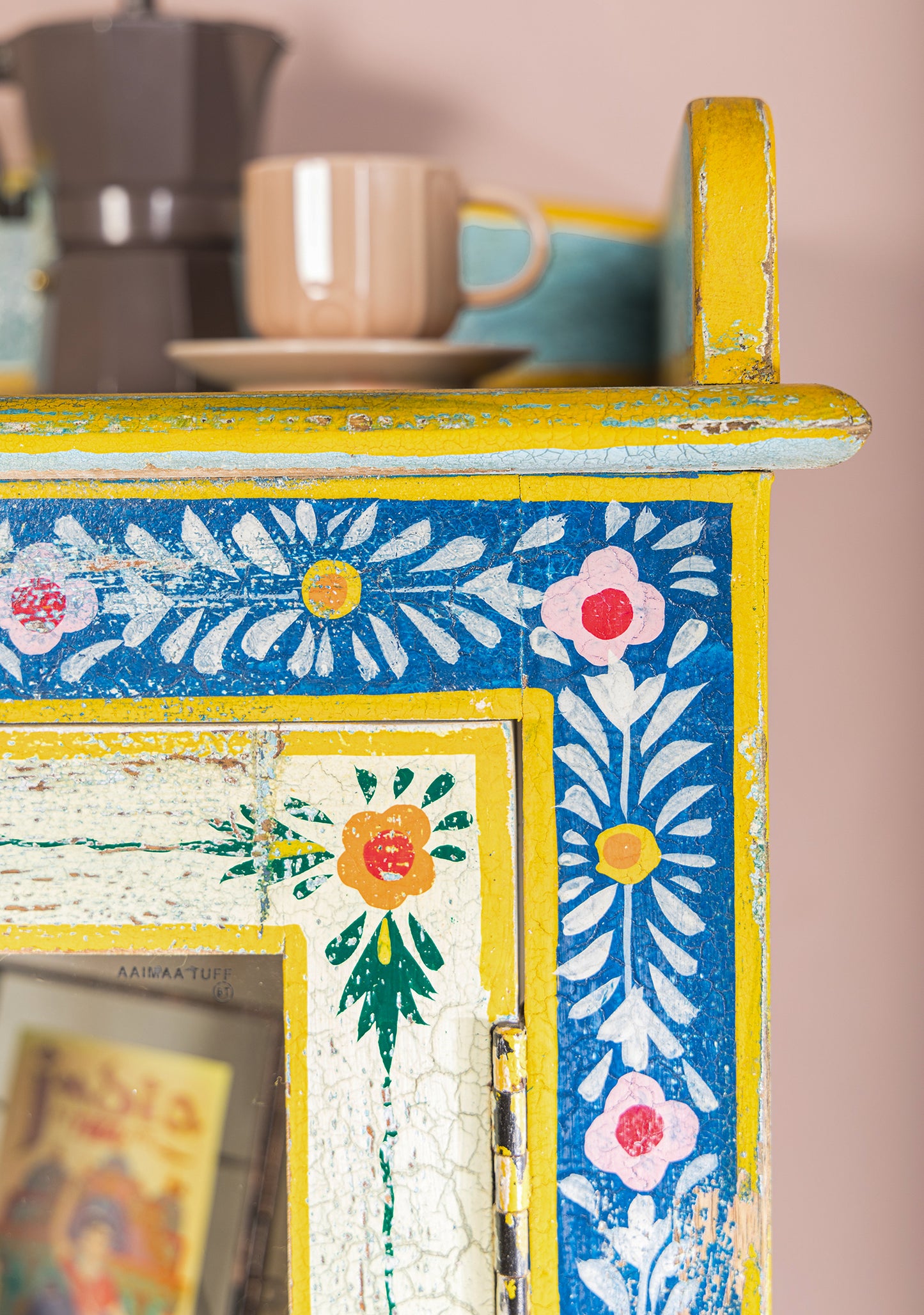 Handpainted Kanchana Glazed Wooden Cabinet