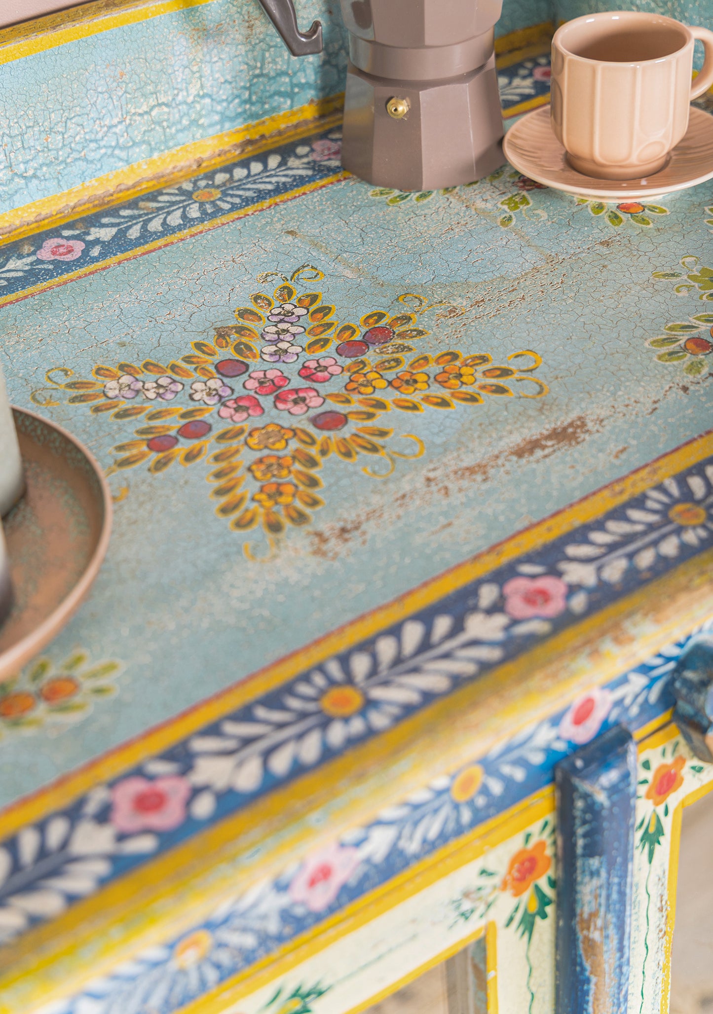 Handpainted Kanchana Glazed Wooden Cabinet