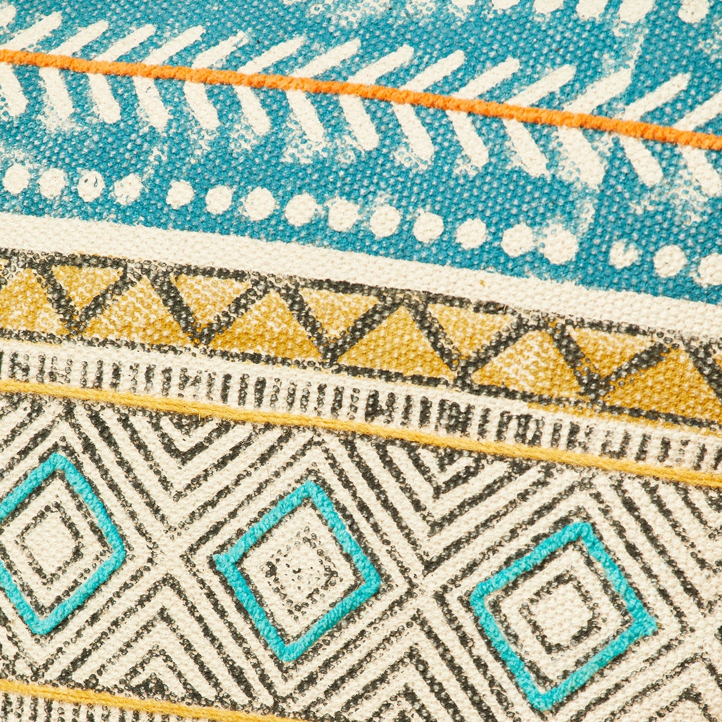 Kota Blockprint Embroidery Large Cushion