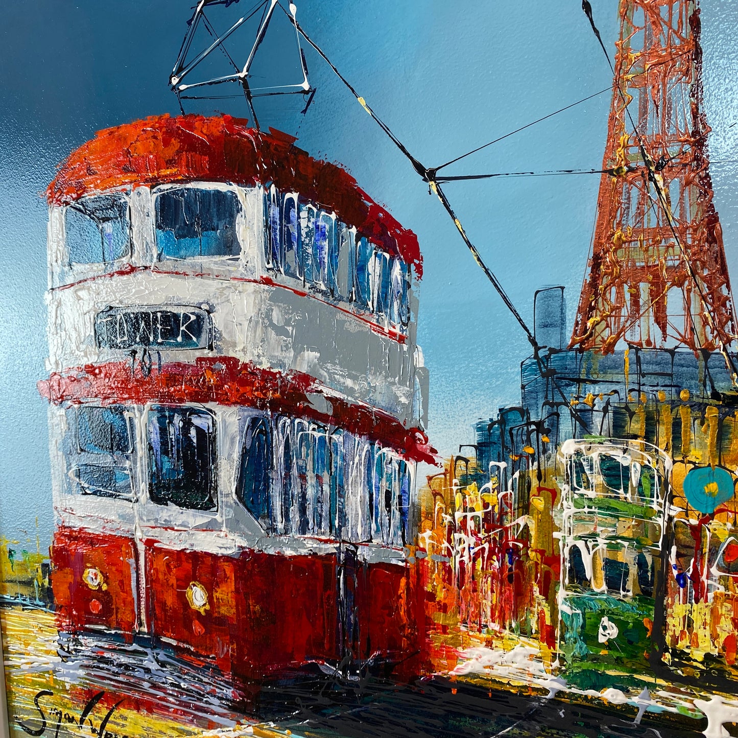 Simon Wright Original Art - Blackpool Tower and Trams