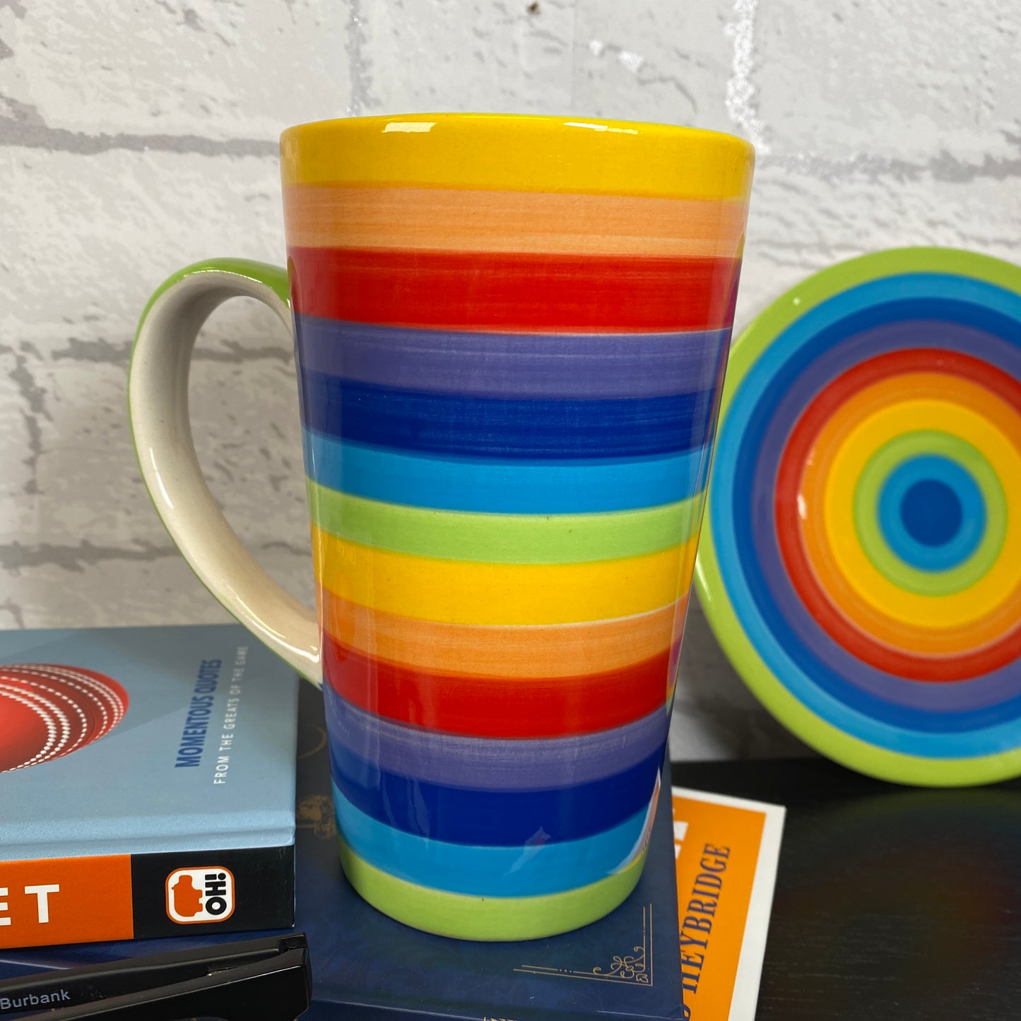 Handpainted Rainbow Ceramic Tall Mug