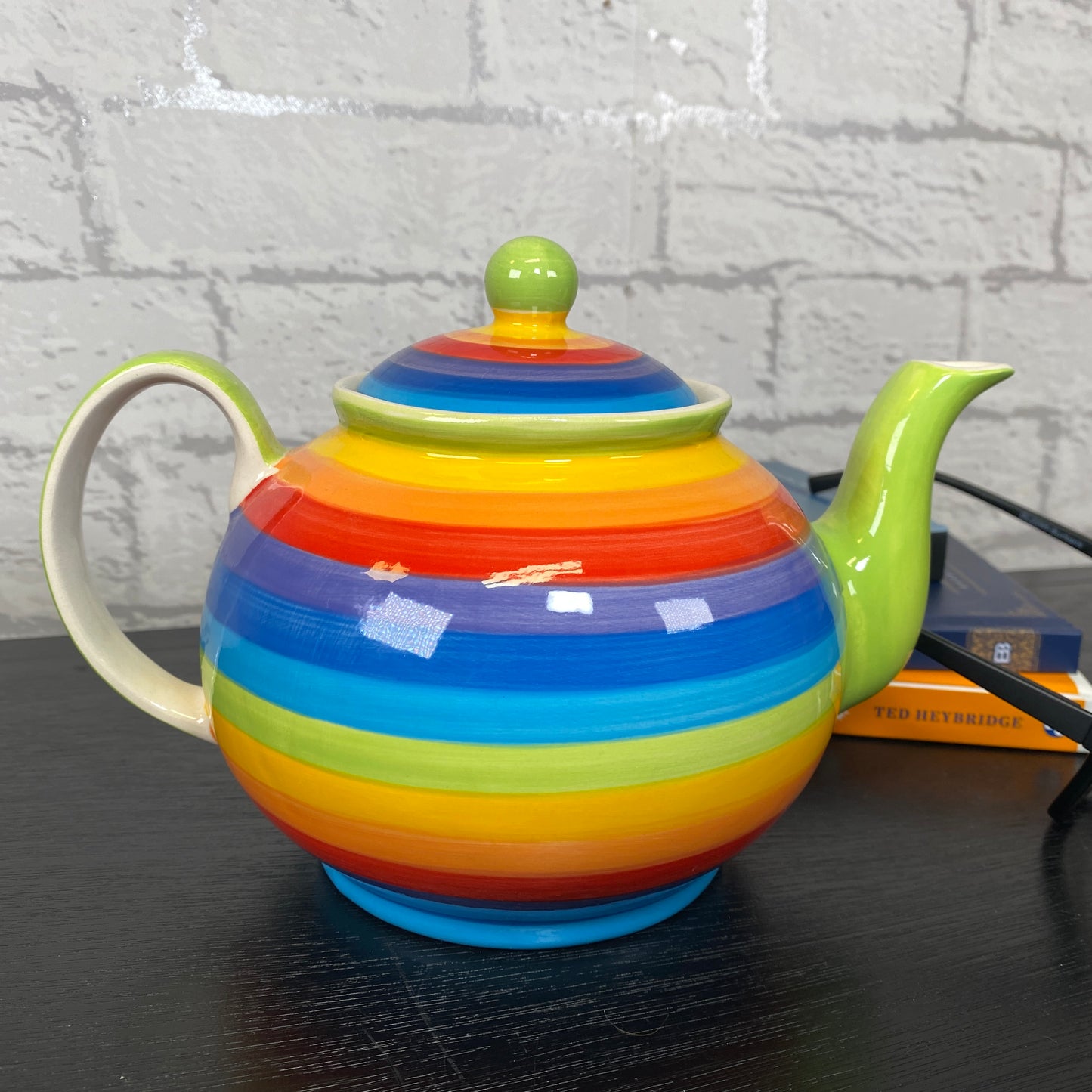 Handpainted Rainbow Ceramic Large Teapot