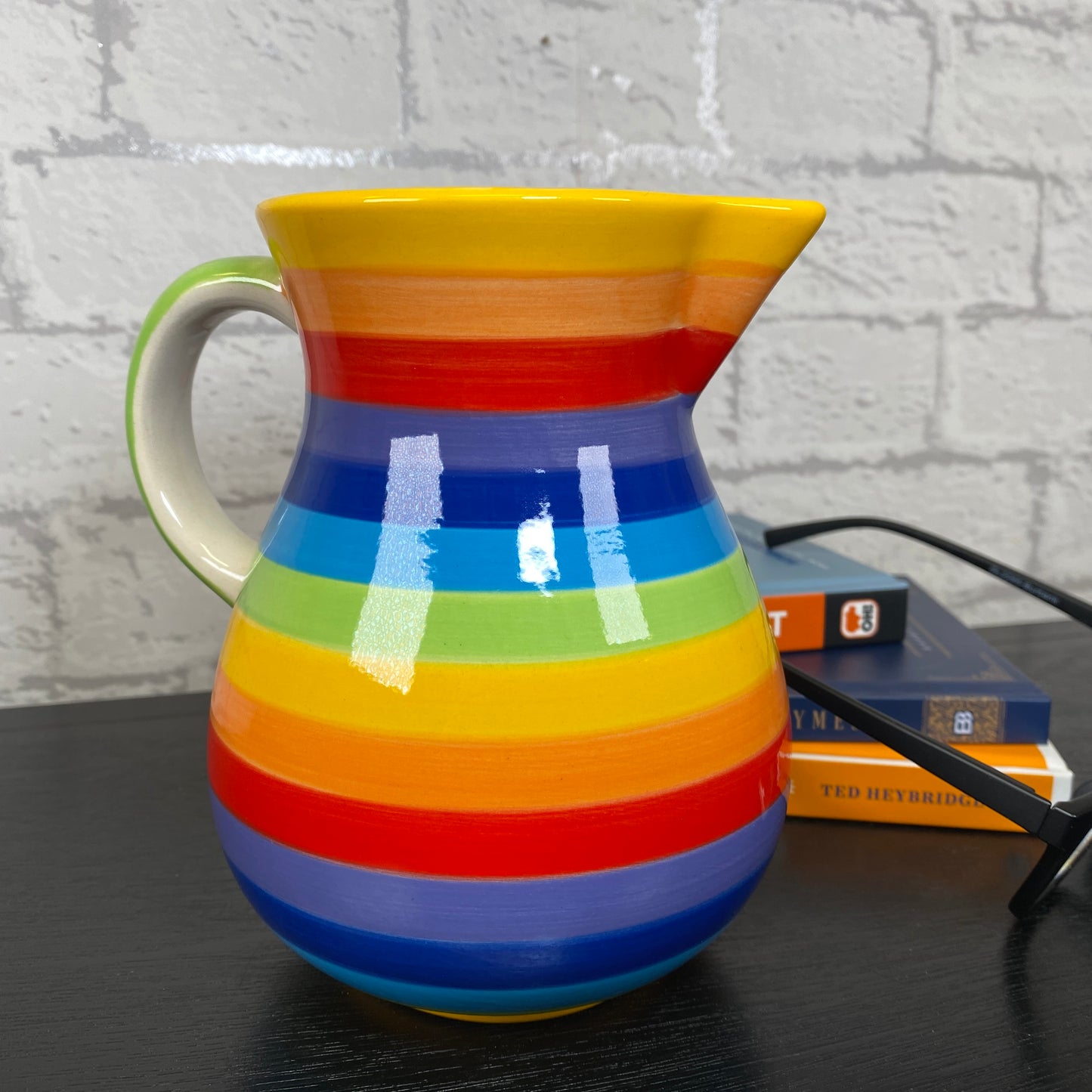 Handpainted Rainbow Ceramic Large Jug