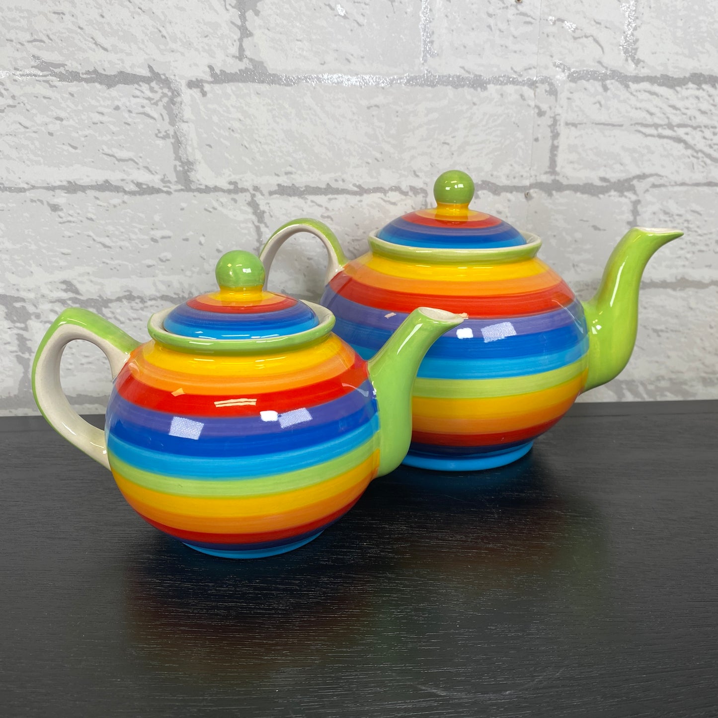 Handpainted Rainbow Ceramic Large Teapot