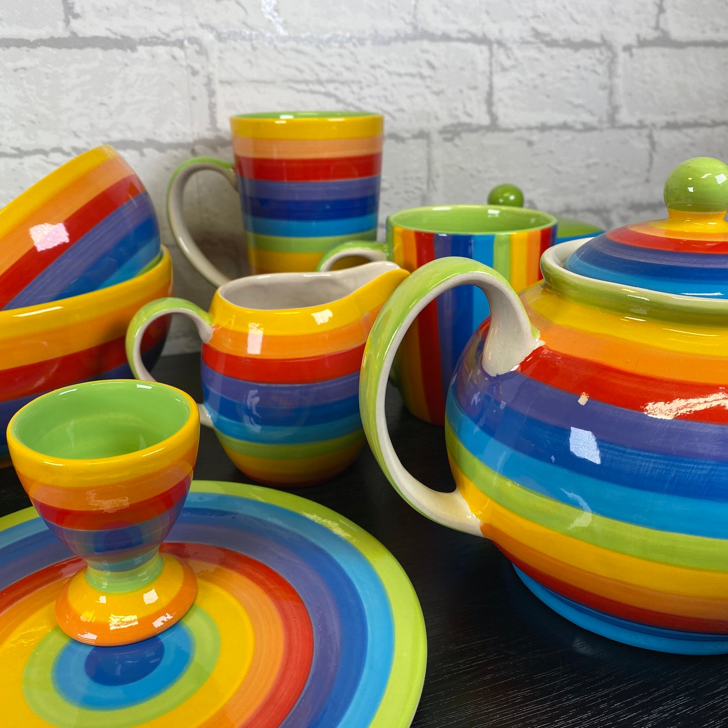 Handpainted Rainbow Ceramic Side Plate