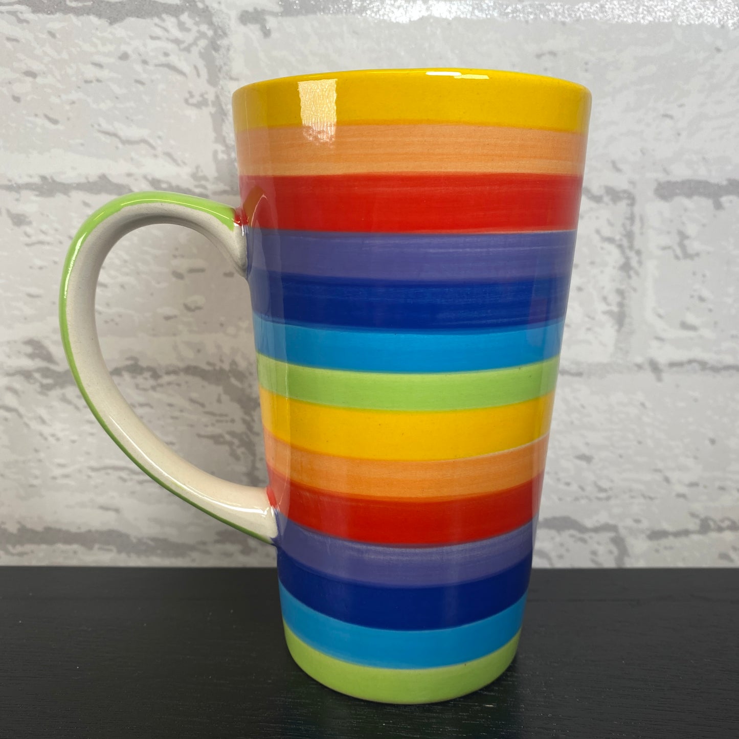 Handpainted Rainbow Ceramic Tall Mug