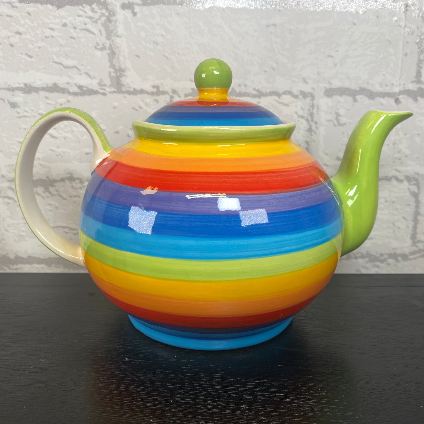 Handpainted Rainbow Ceramic Large Teapot