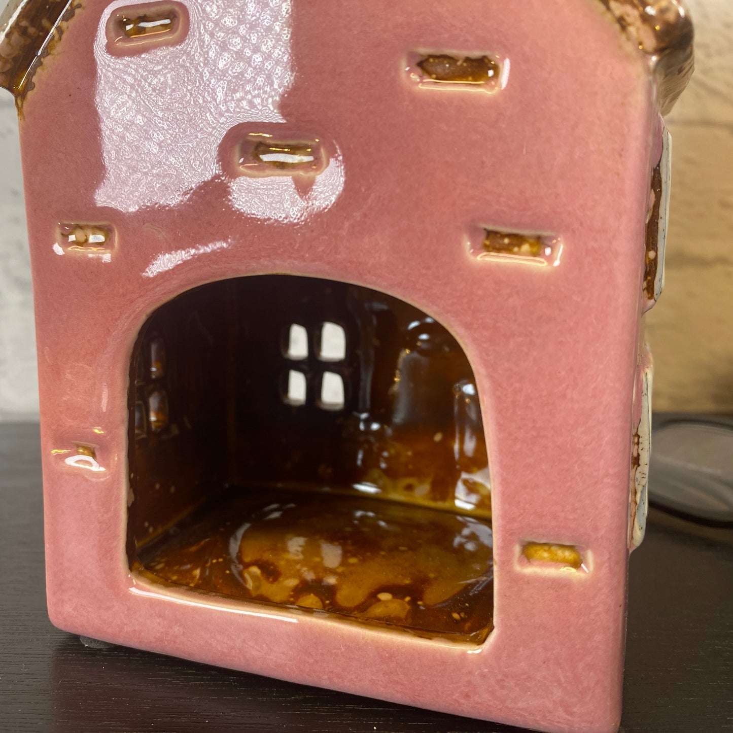 Village Pottery Shutter House Tealight Holder Pink