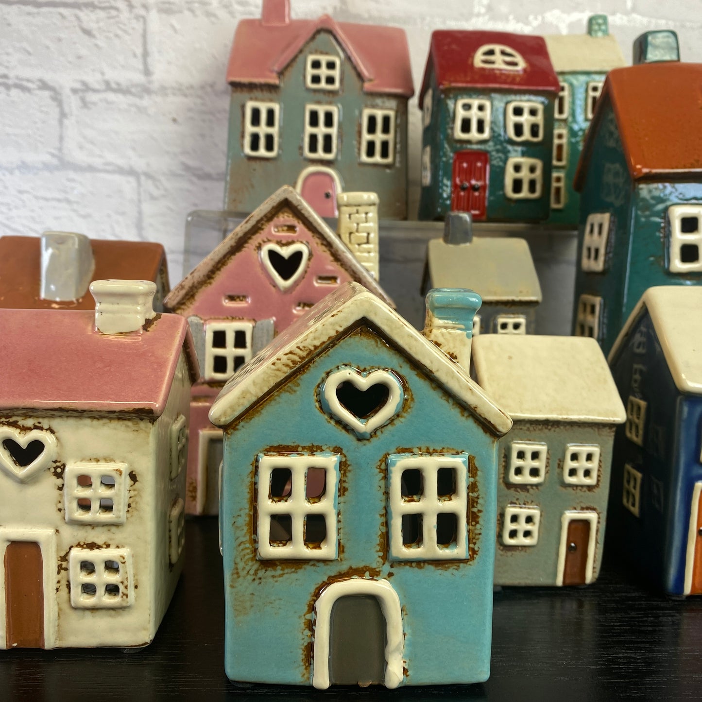 Village Pottery Mini House Tealight Holder Aqua