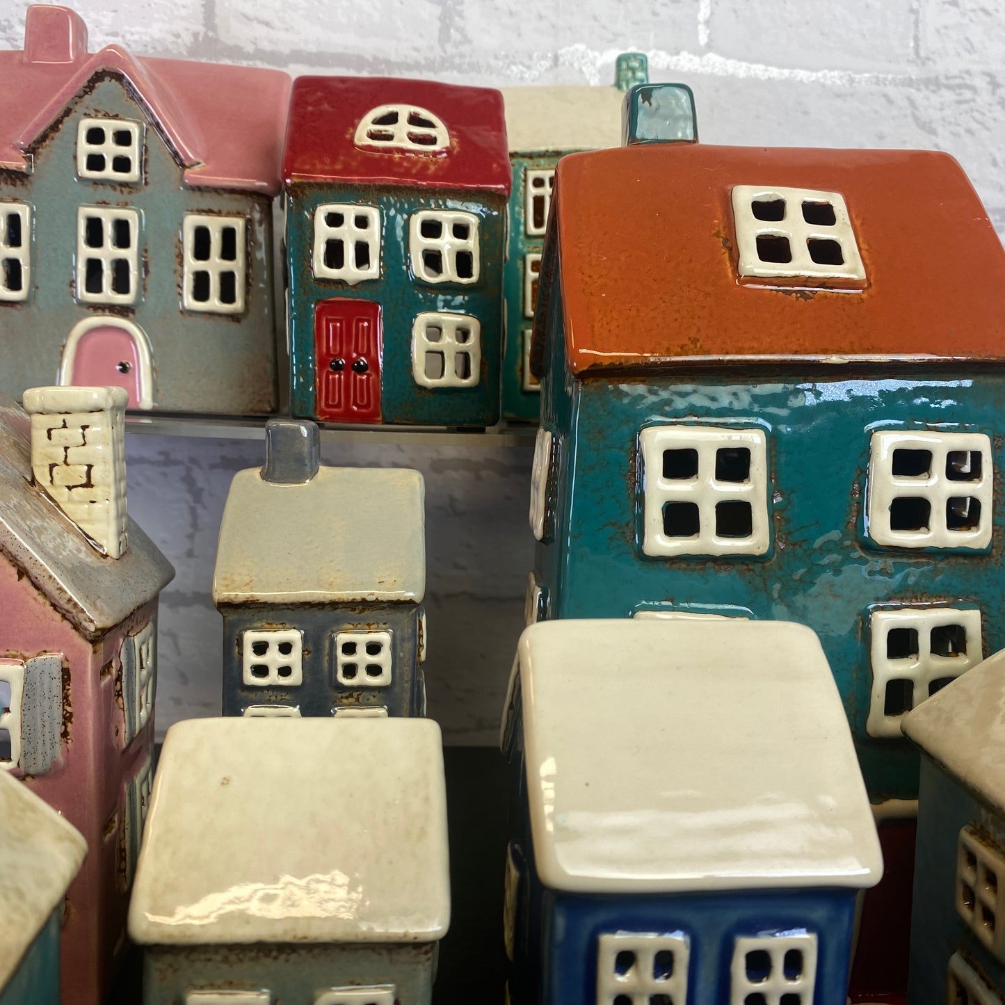 Village Pottery Mini House Tealight Holder Dark Blue