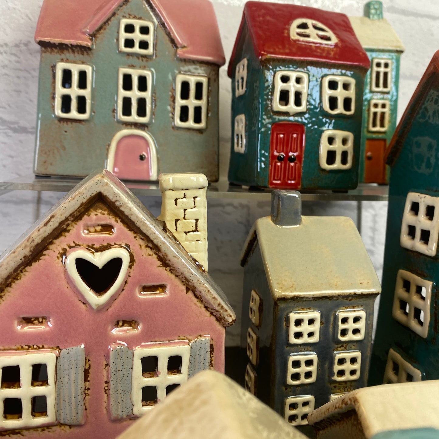 Village Pottery Town House Tealight Holder Pale Grey