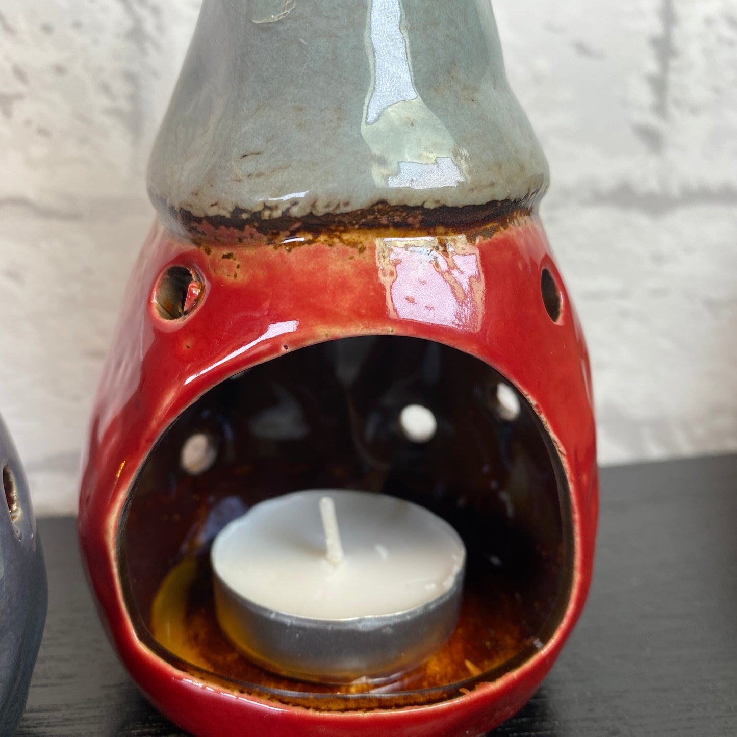 Village Pottery Gonk Tealight Holder Red and Grey