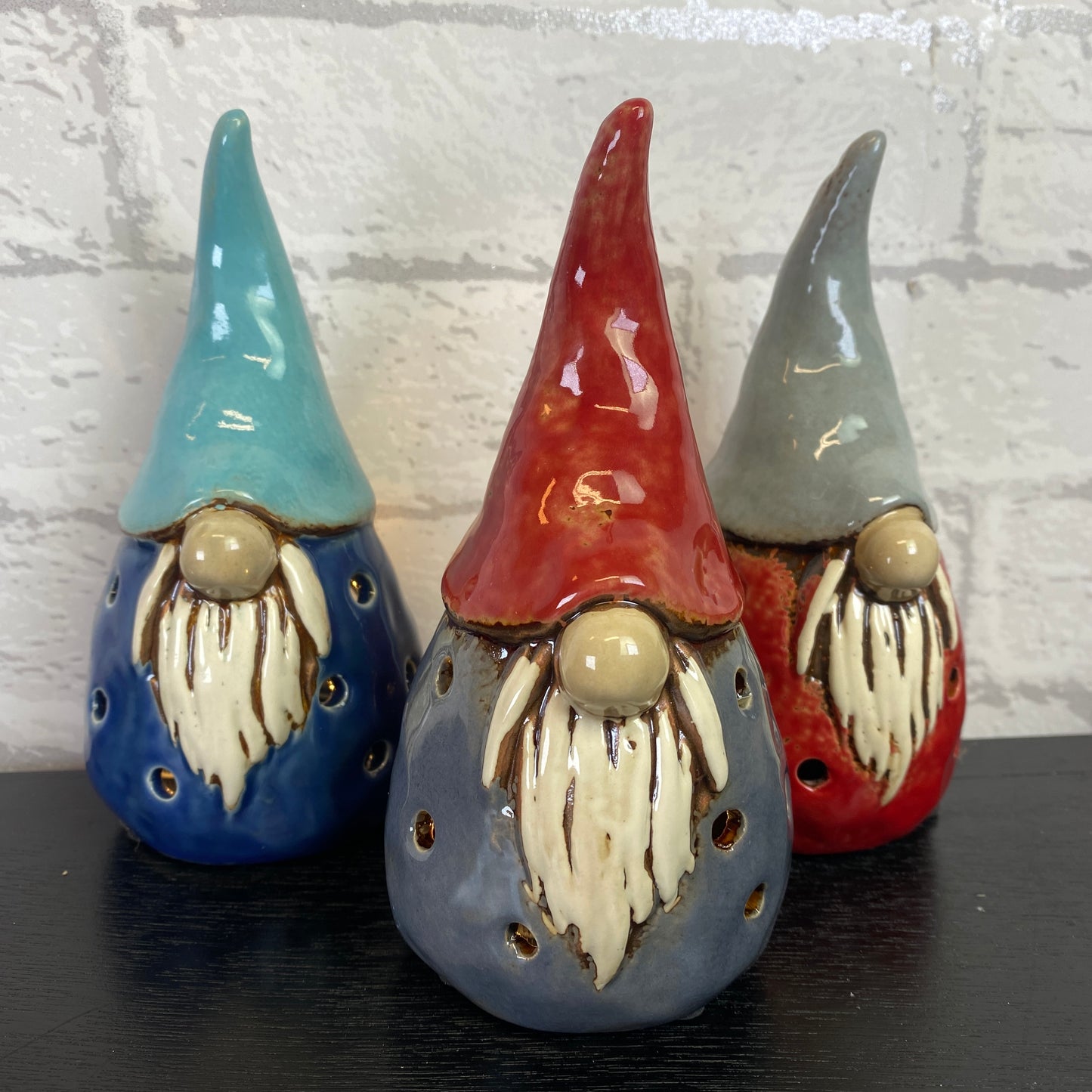 Village Pottery Gonk Tealight Holder Dark Blue and Aqua
