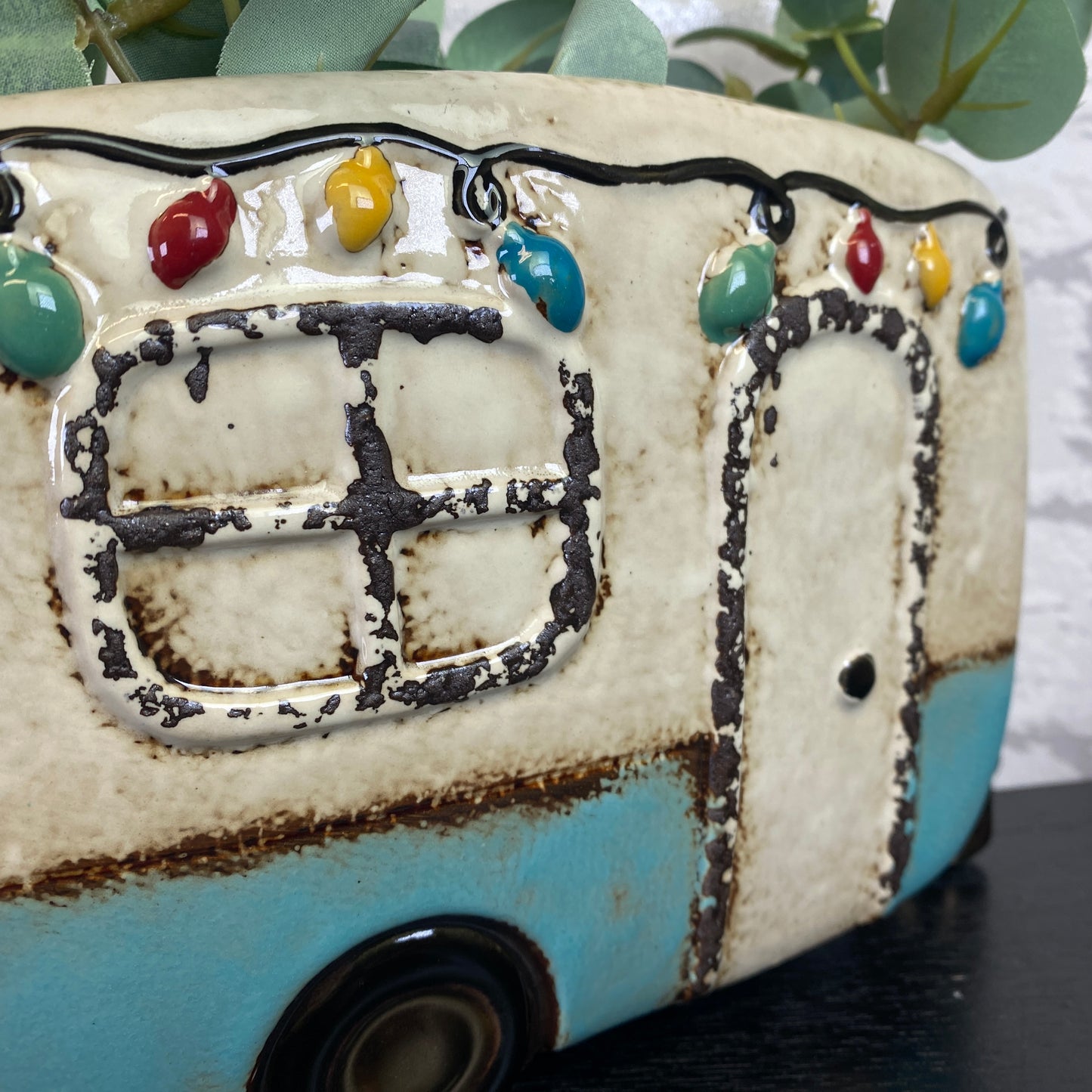 Village Pottery Festival Caravan Planter Blue