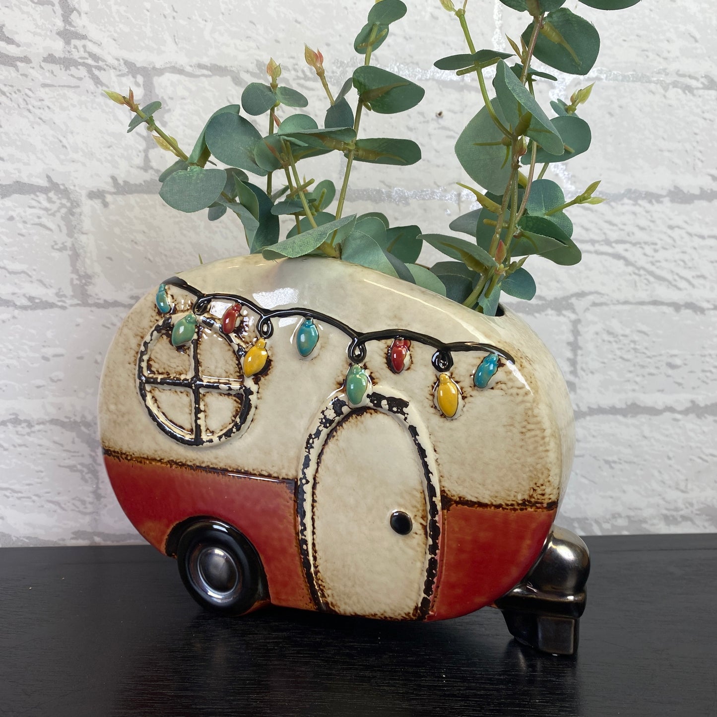 Village Pottery Festival Caravan Planter Red