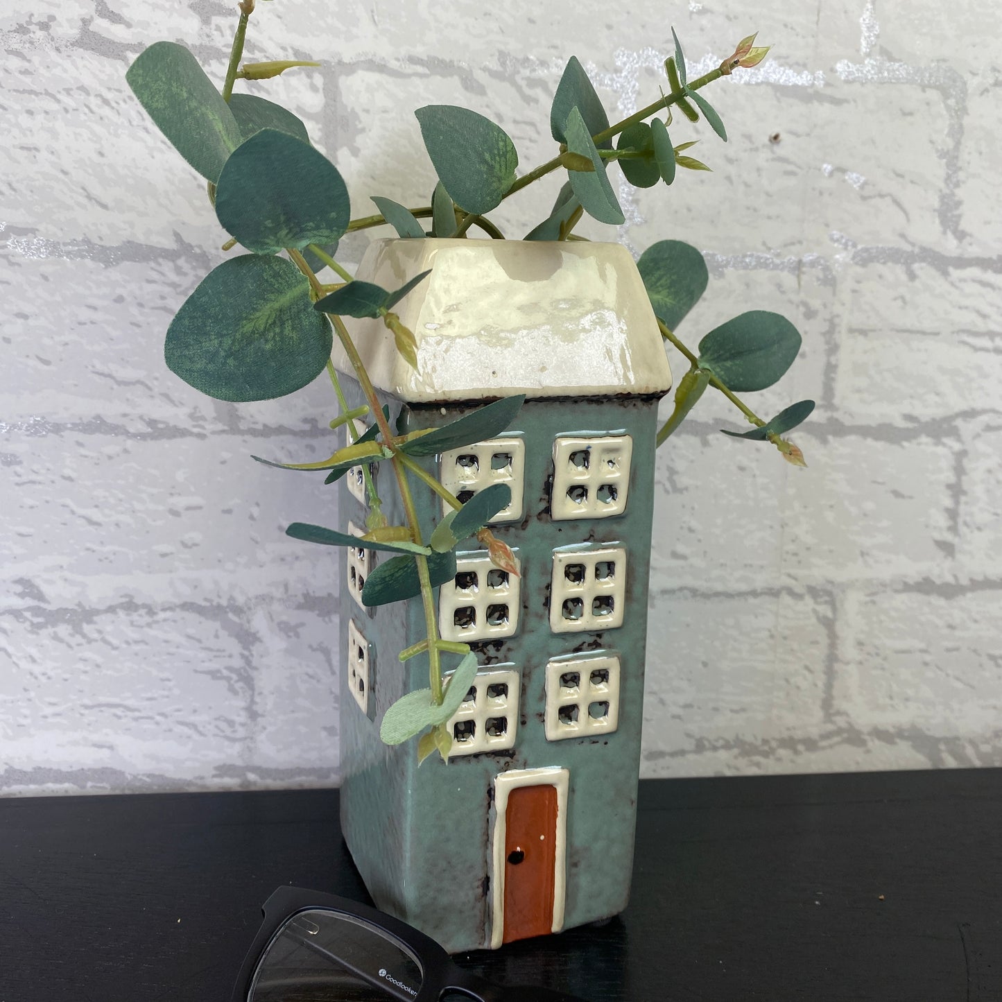 Village Pottery Tall House Vase Dark Aqua