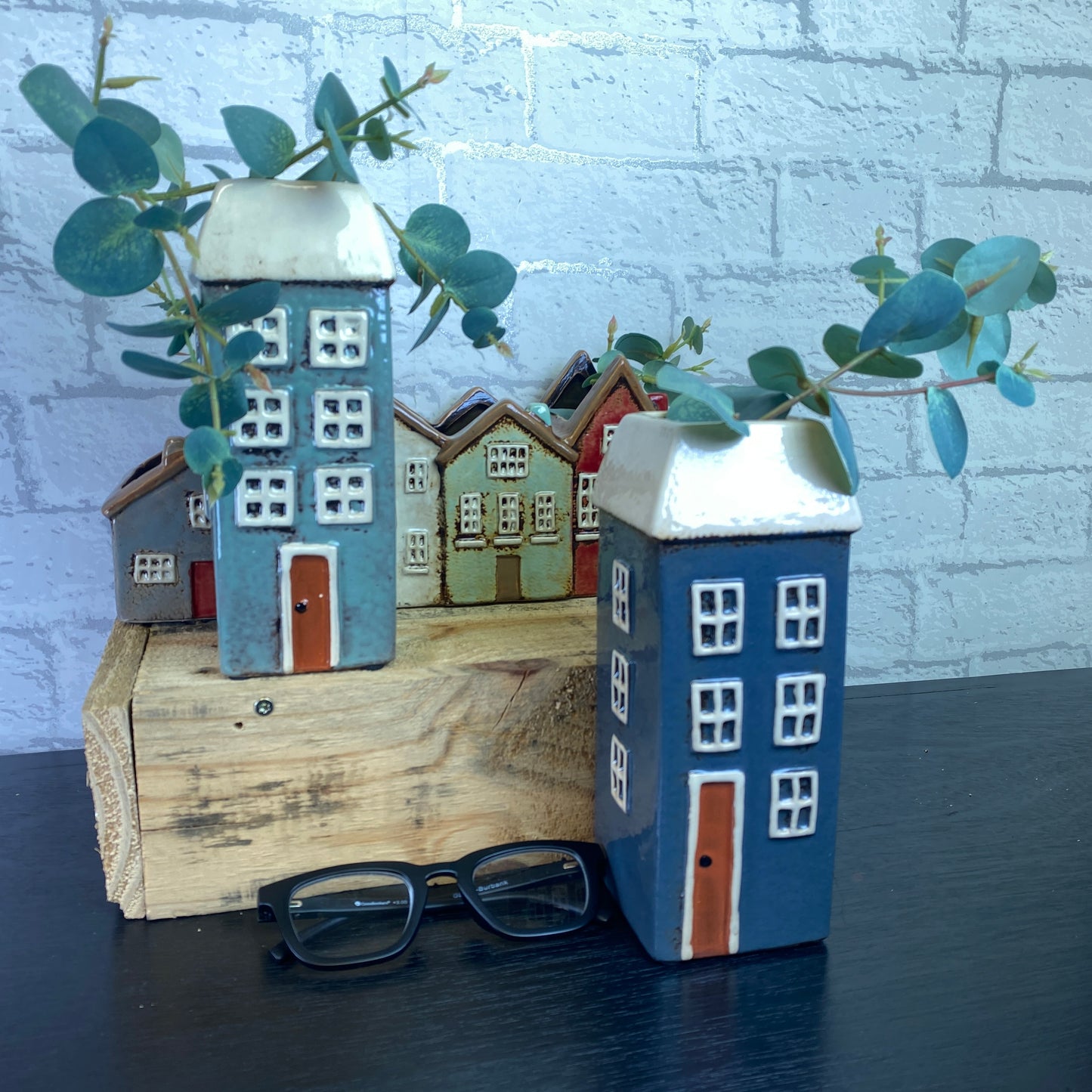Village Pottery Tall House Vase Dark Blue