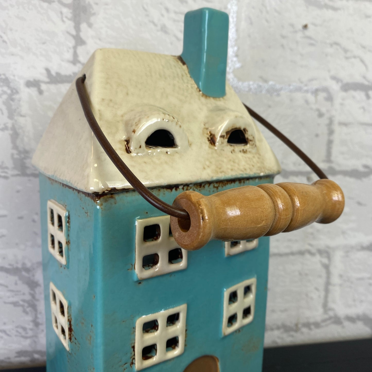 Village Pottery Lantern House Tealight Teal
