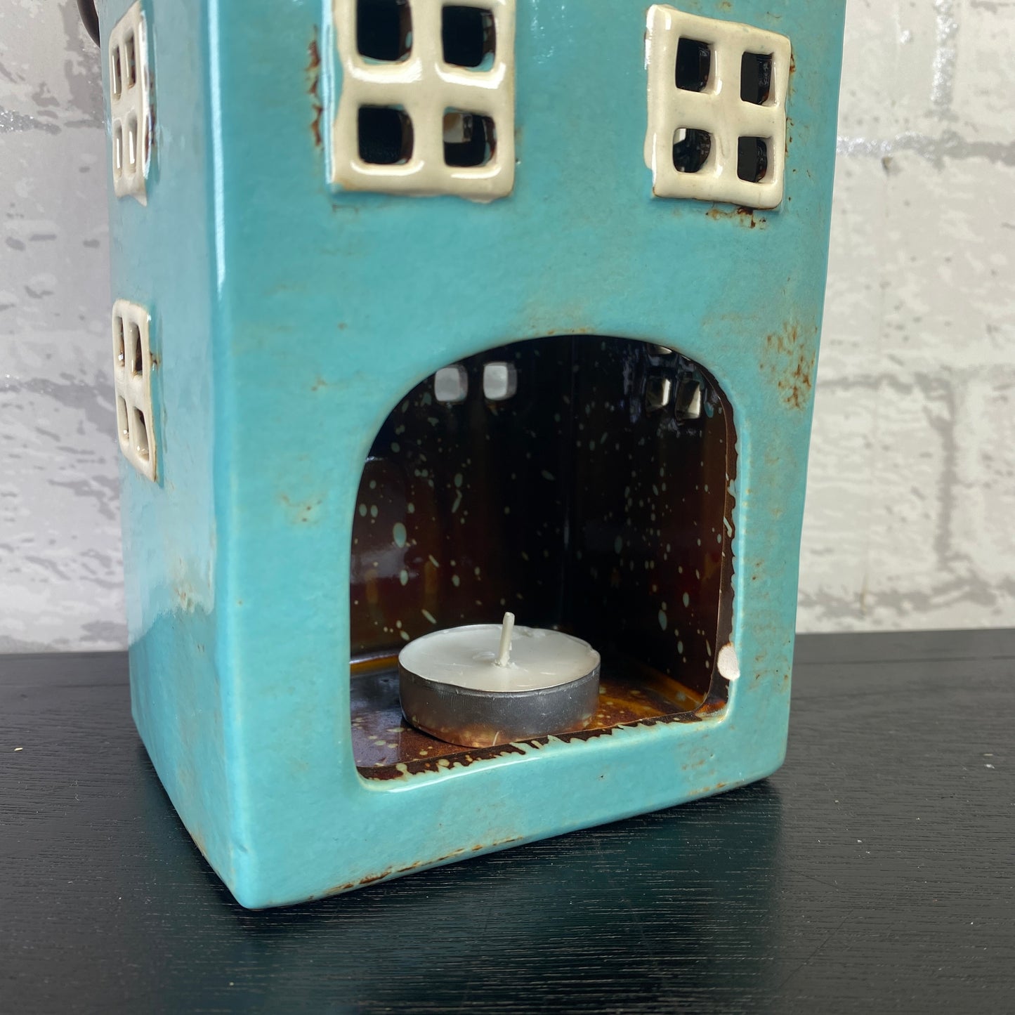 Village Pottery Lantern House Tealight Teal