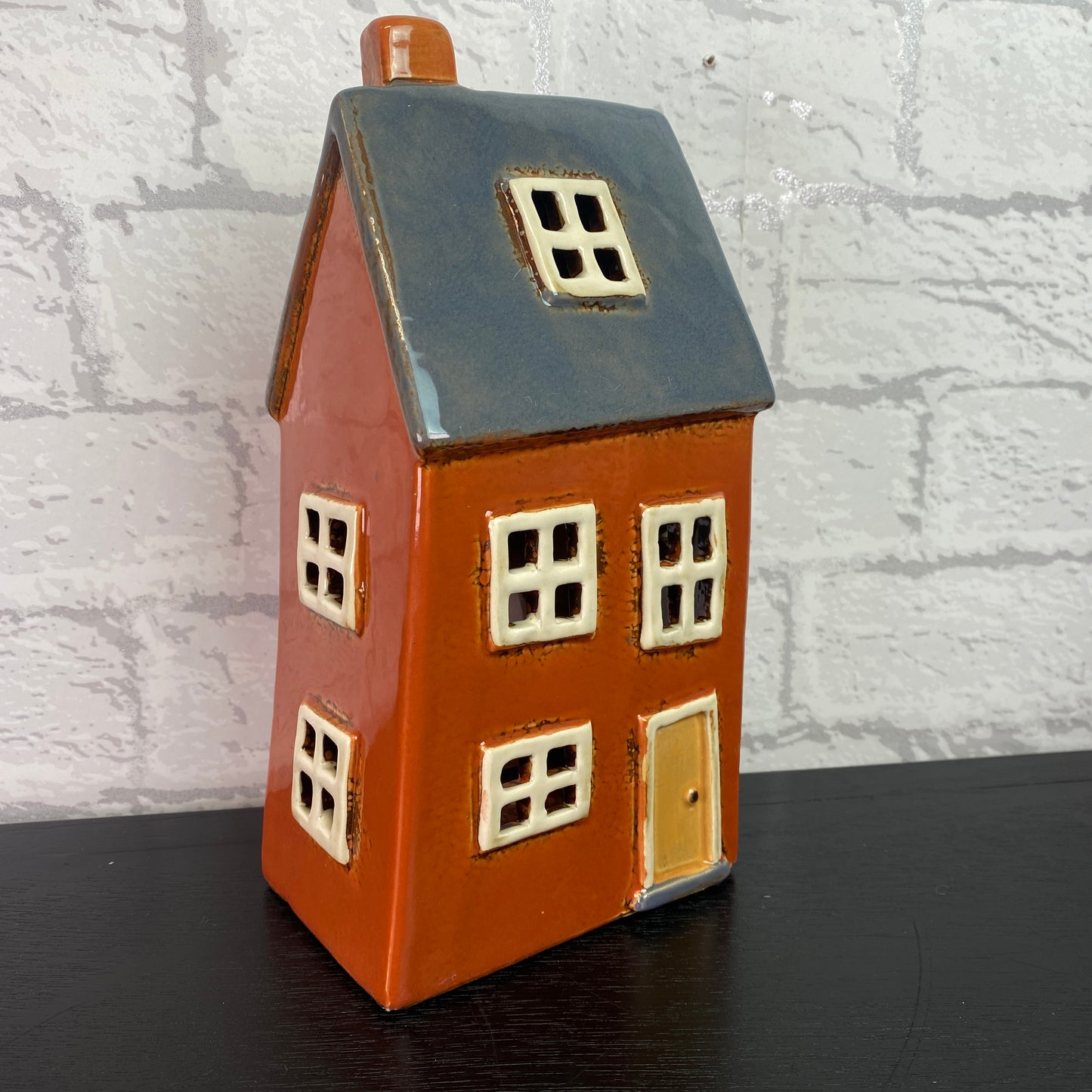 Village Pottery Bright House Tealight Holder Terracotta Grey