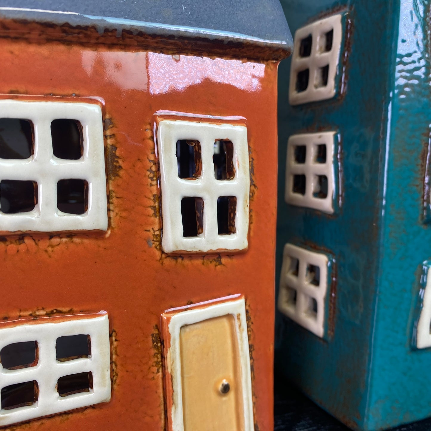 Village Pottery Bright House Tealight Holder Terracotta Grey
