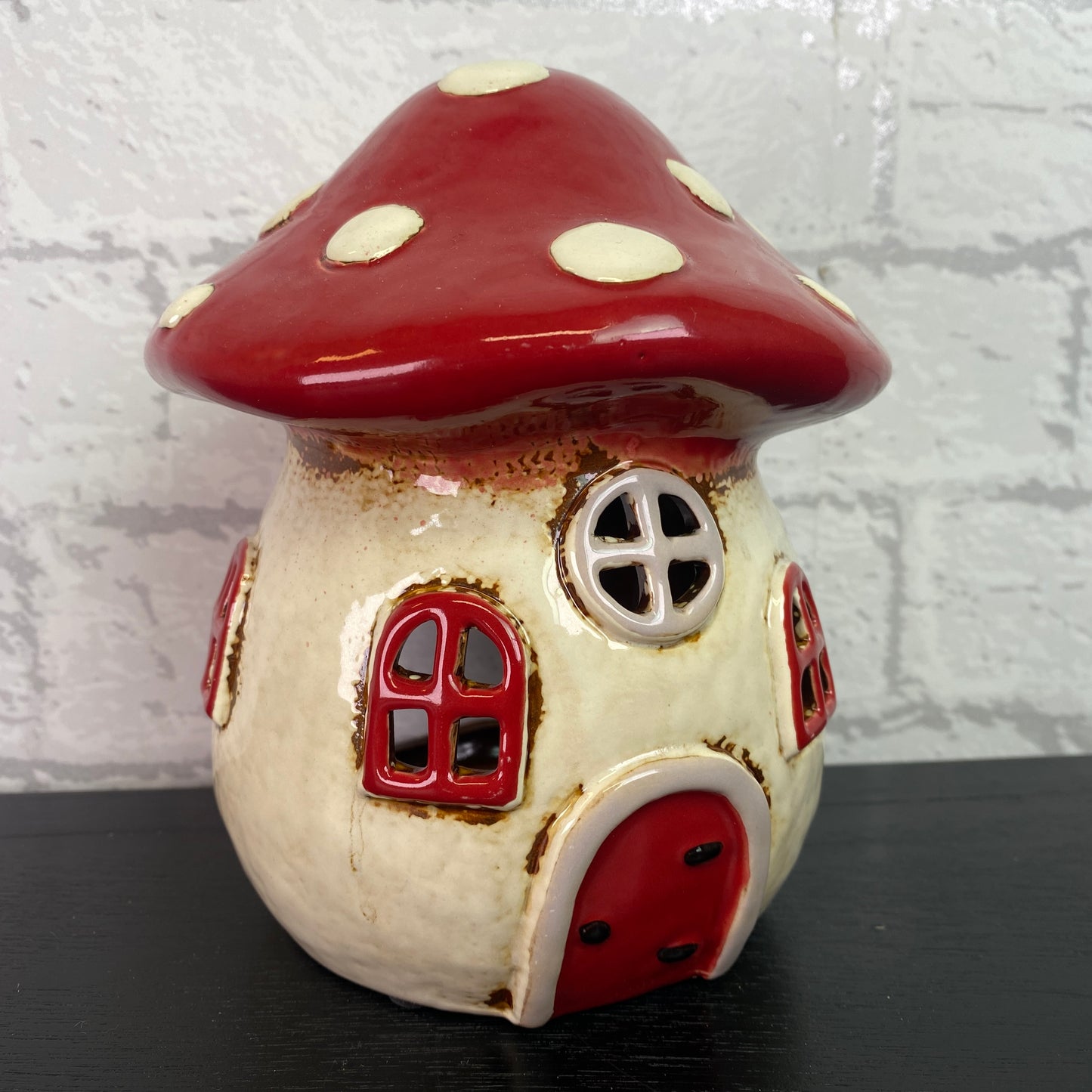 Village Pottery Toadstool House Tealight Holder