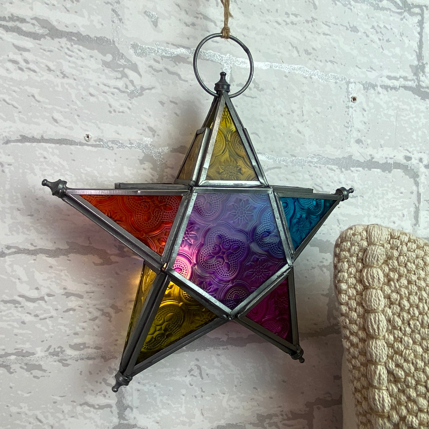 Moroccan Multi Coloured LED Small Star Lantern