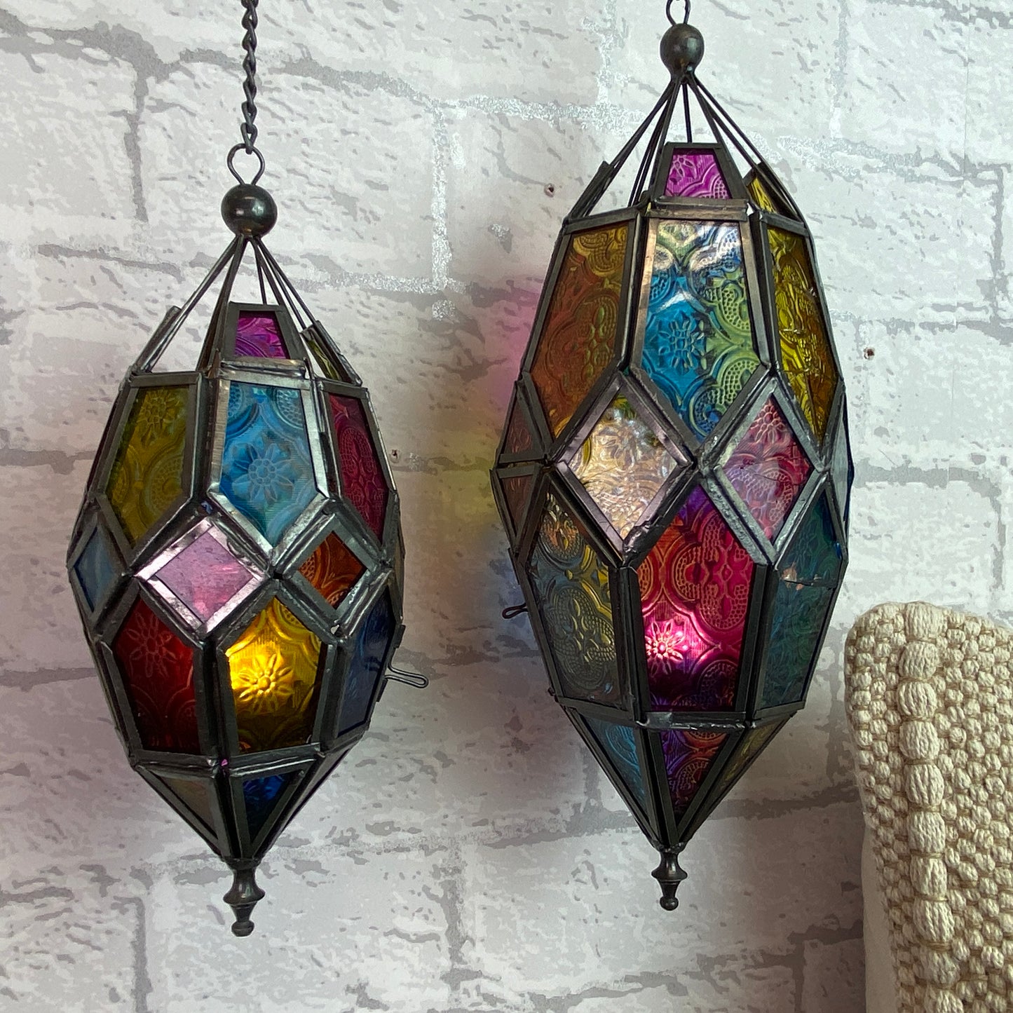 Oasis Multi Coloured LED Large Hanging Lantern