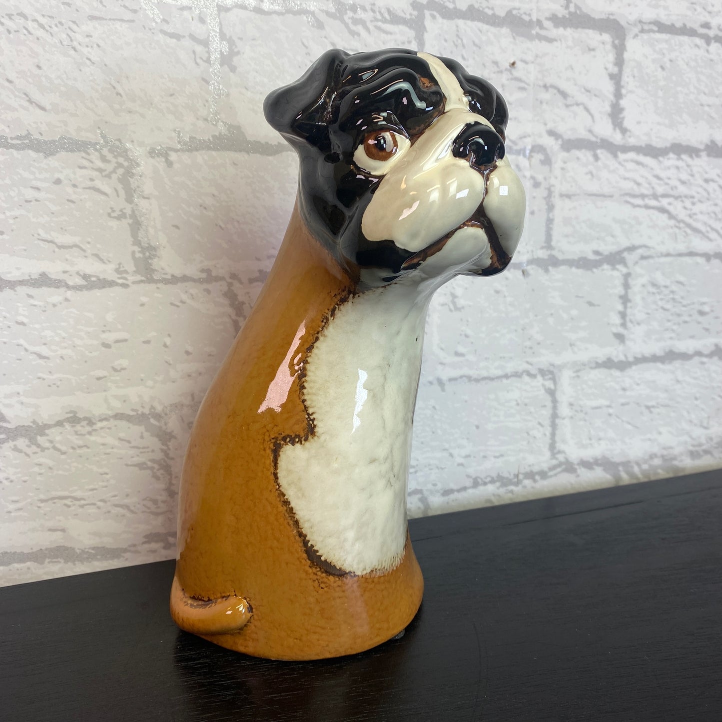 Village Pottery Top Dog Boxer Vase