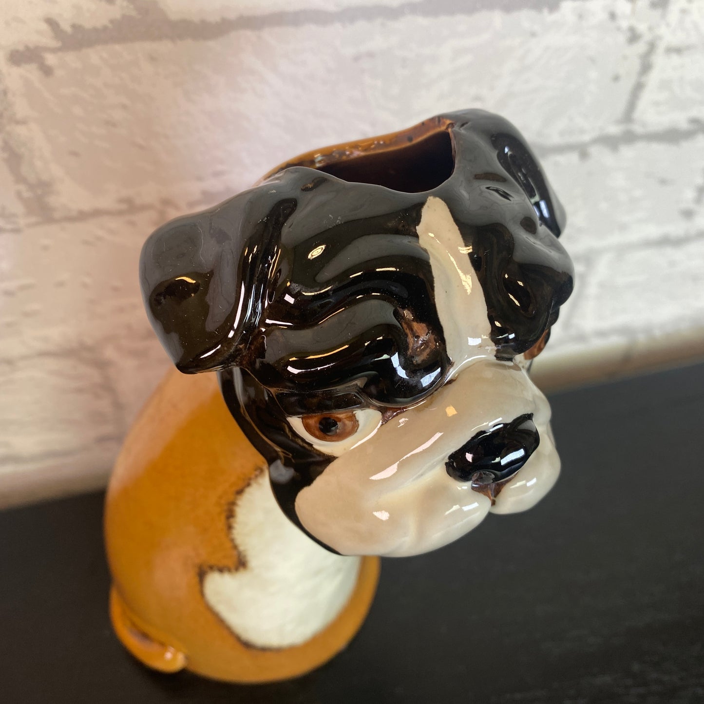 Village Pottery Top Dog Boxer Vase