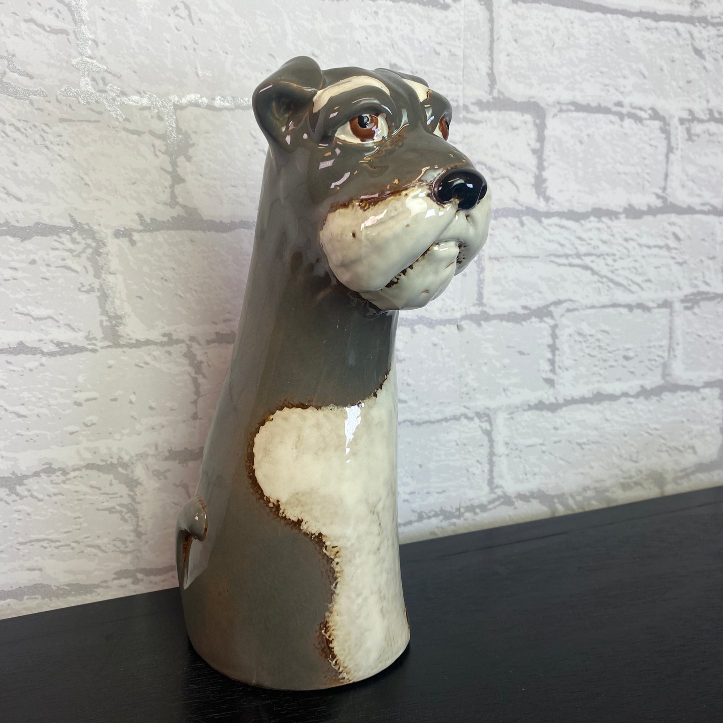 Village Pottery Top Dog Schnauzer Vase