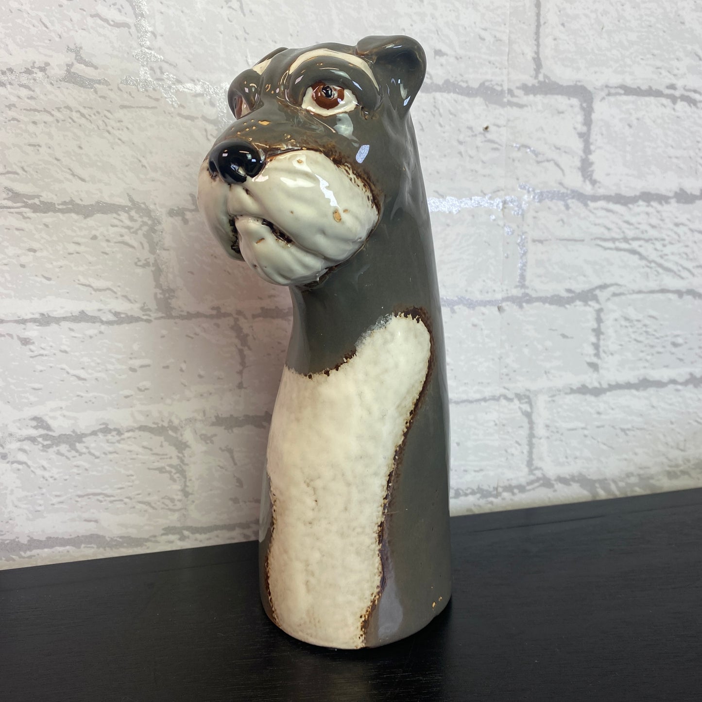 Village Pottery Top Dog Schnauzer Vase