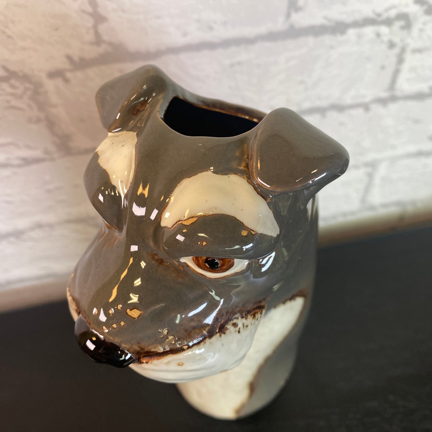 Village Pottery Top Dog Schnauzer Vase