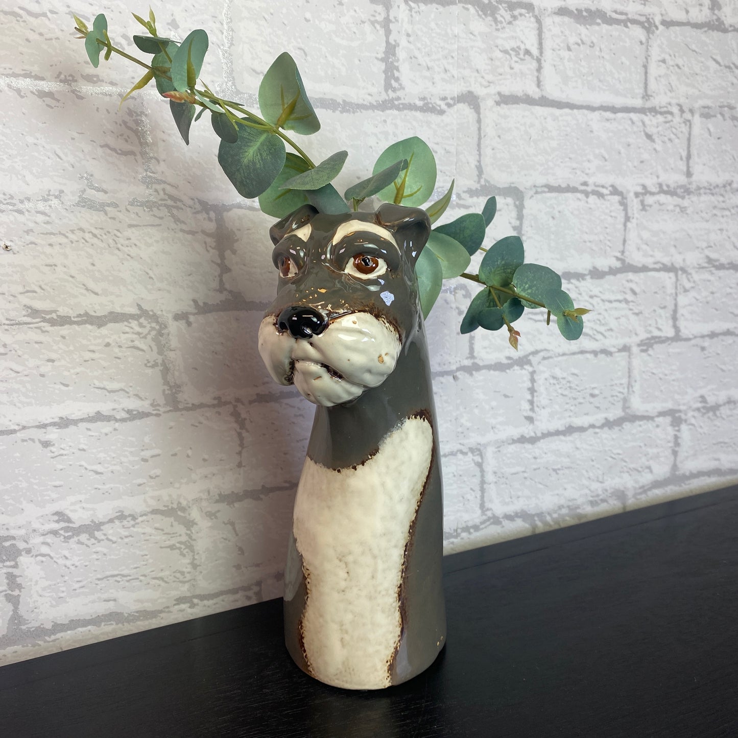 Village Pottery Top Dog Schnauzer Vase