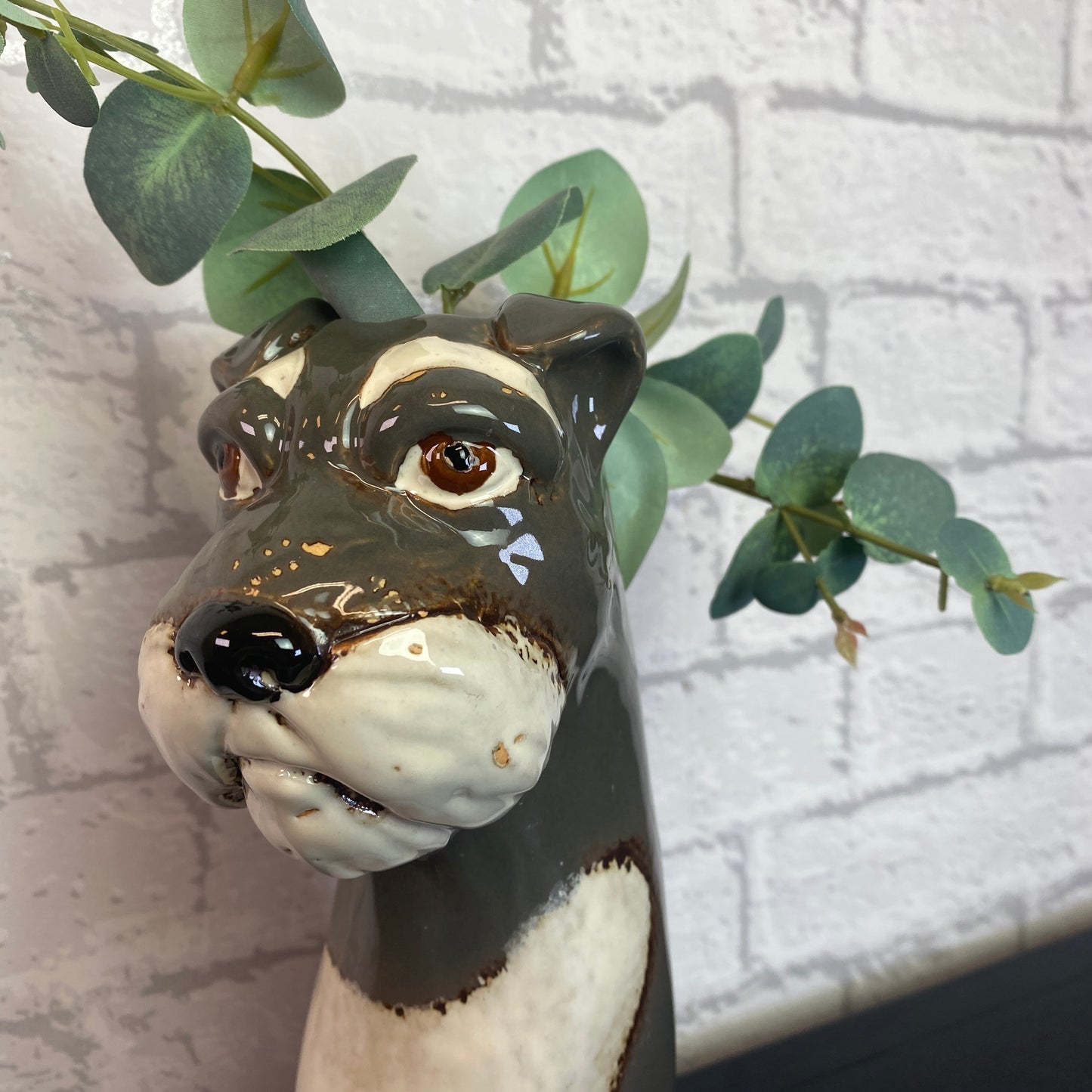 Village Pottery Top Dog Schnauzer Vase