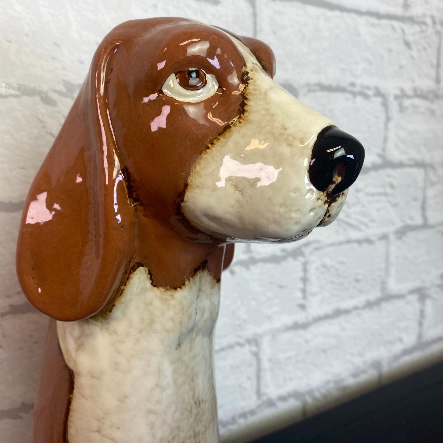 Village Pottery Top Dog Basset Vase