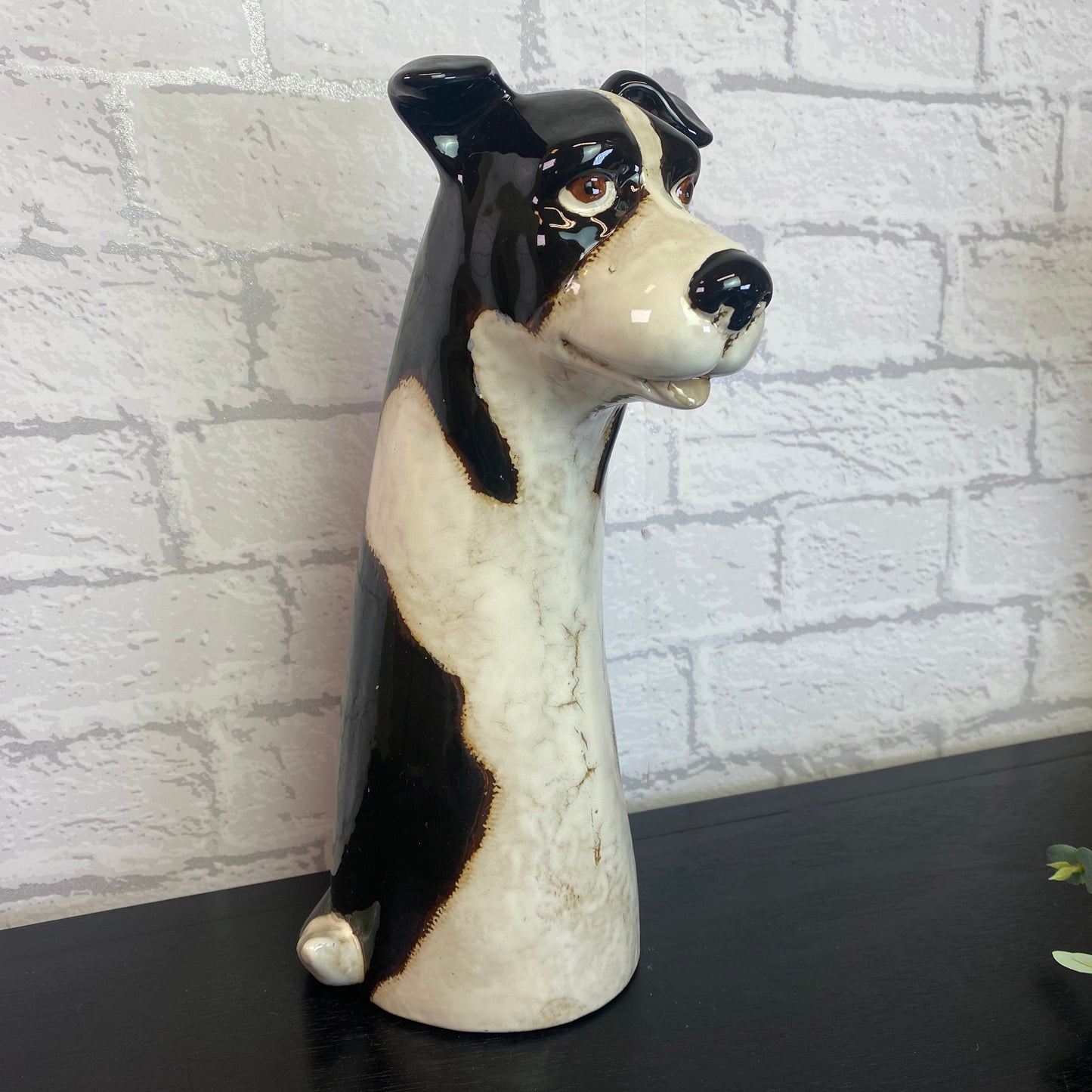 Village Pottery Top Dog Collie Vase