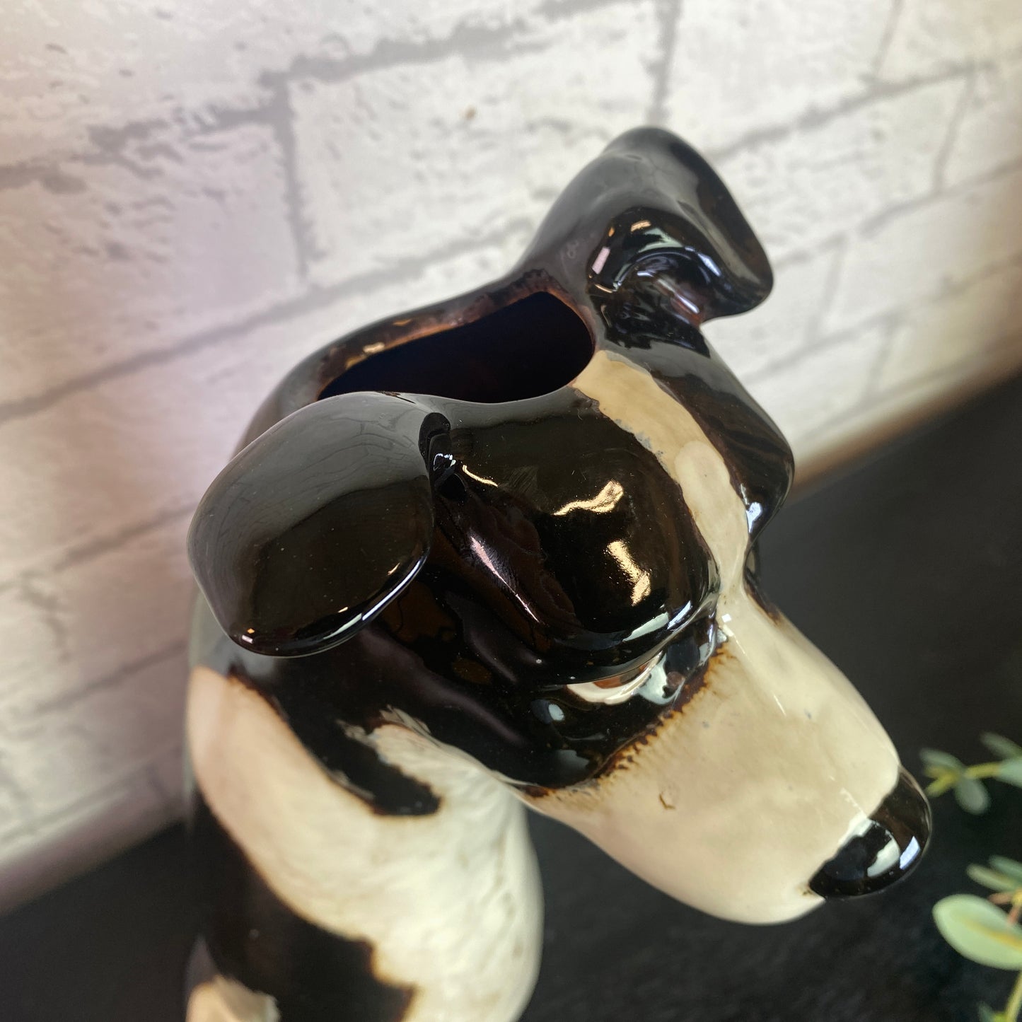 Village Pottery Top Dog Collie Vase