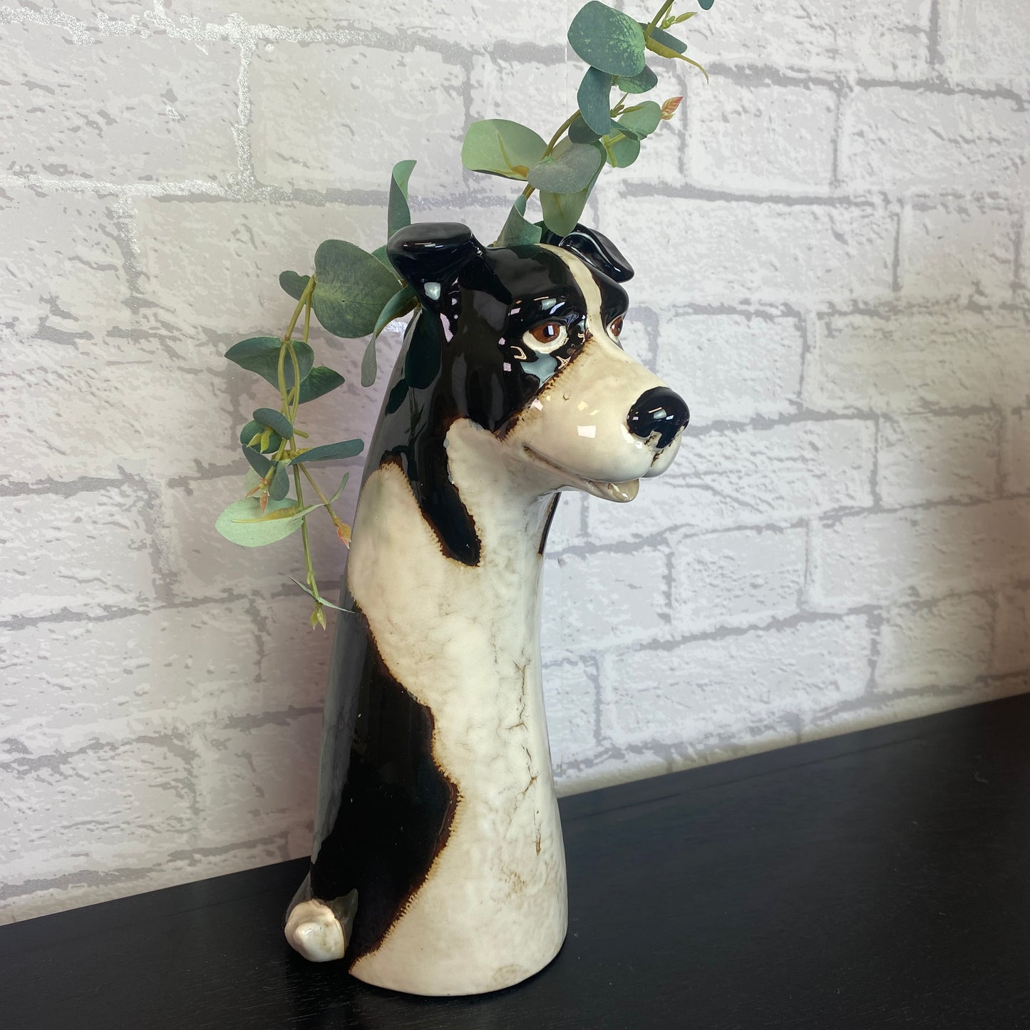 Village Pottery Top Dog Collie Vase