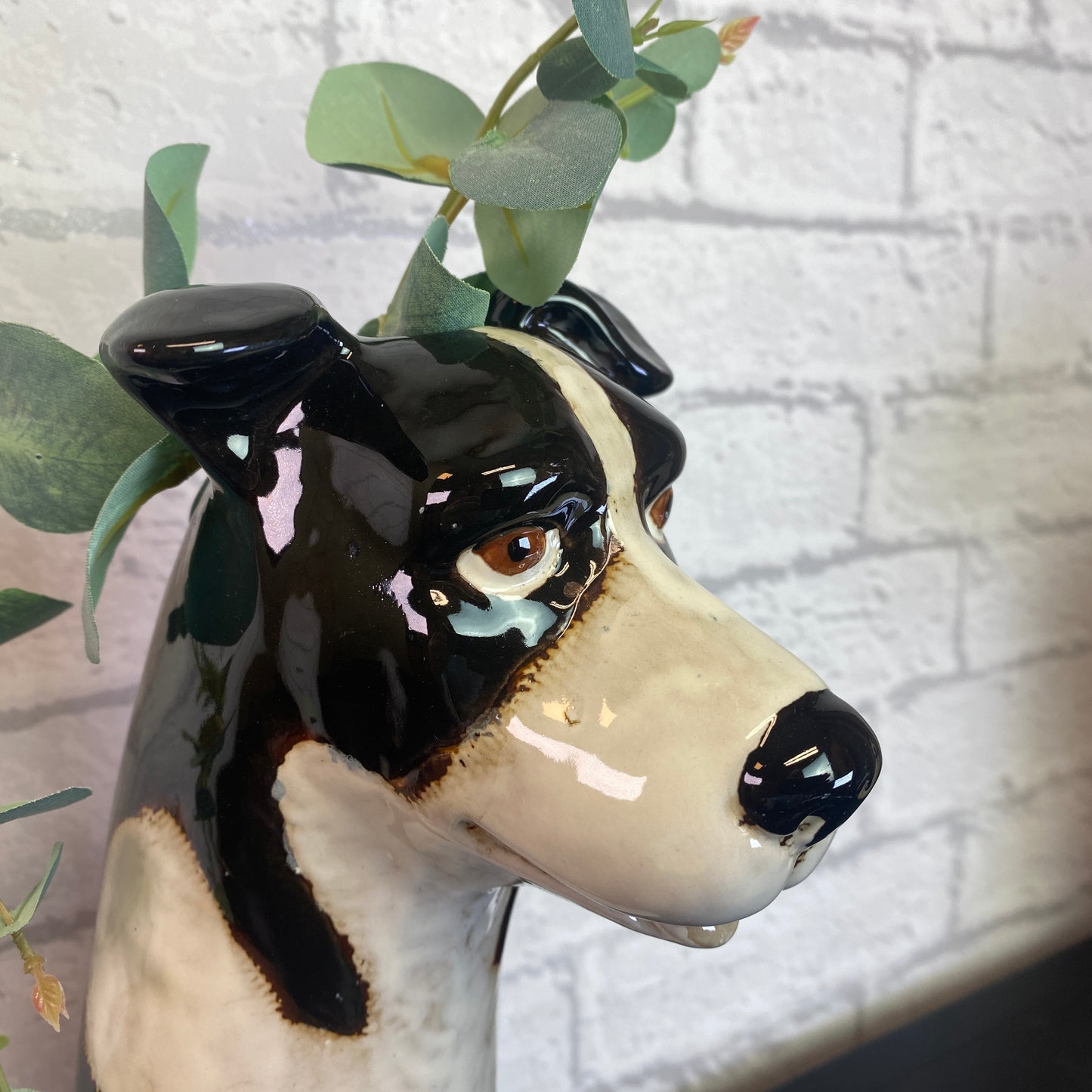 Village Pottery Top Dog Collie Vase