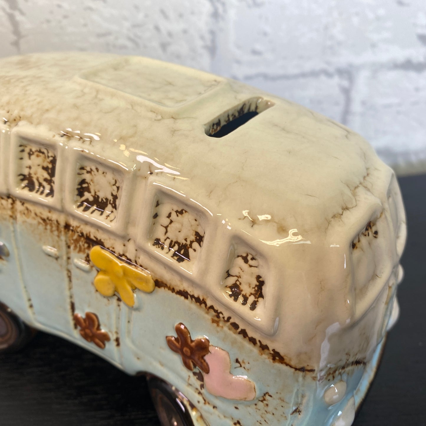 Village Pottery Campervan Money Box Blue