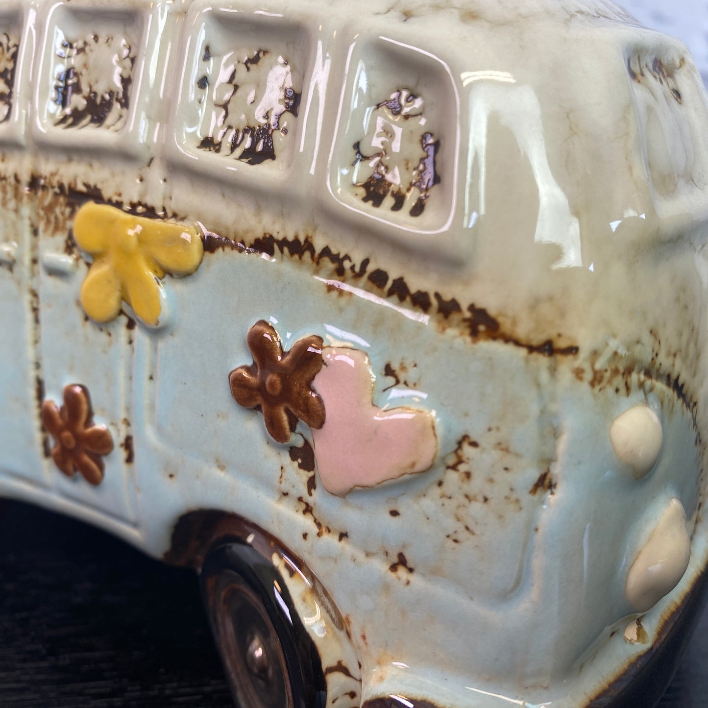 Village Pottery Campervan Money Box Blue
